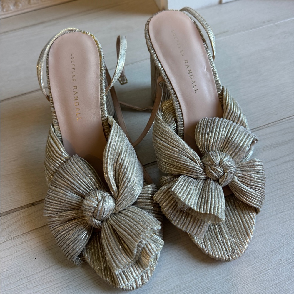 Loeffler Randall Camellia Metallic Bow Sandals